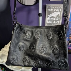 Black Skull Embossed Shoulder Bag